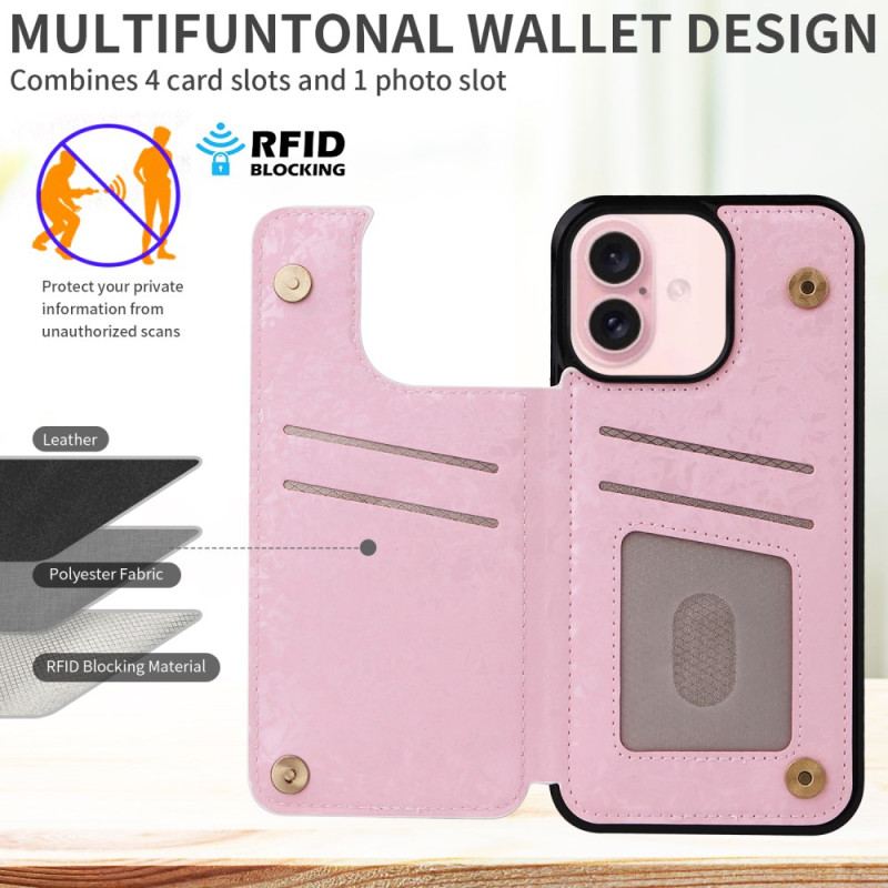 Cover iPhone 16 Blomster Rfid-kortholder