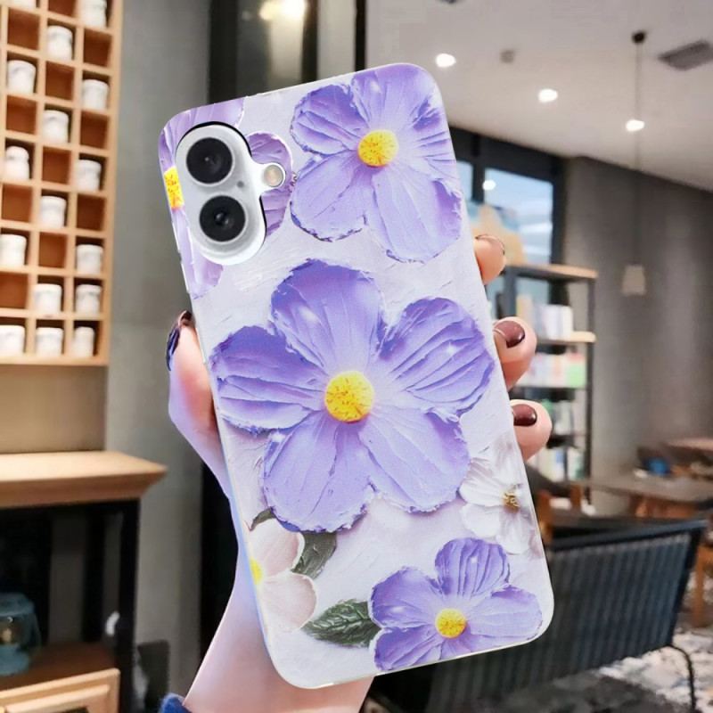 Cover iPhone 16 Telefon Etui Lilla Blomster