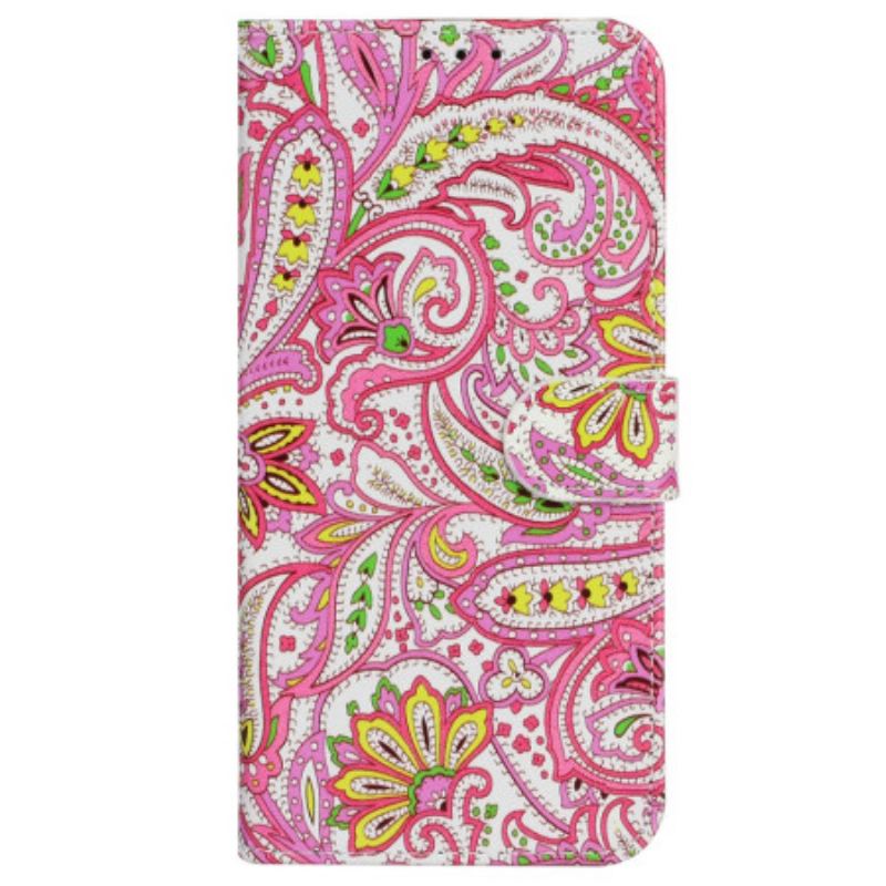 Flip Cover iPhone 16 Blomstermønster Med Rem