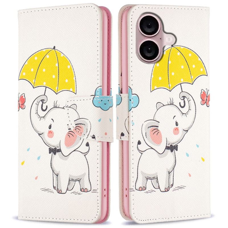 Flip Cover iPhone 16 Paraply Og Elefant