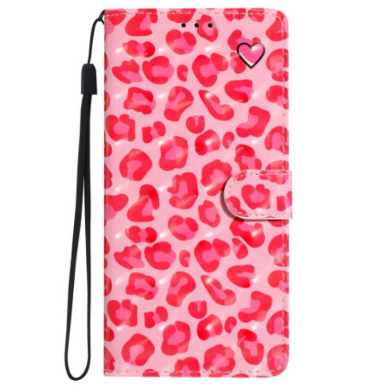 Flip Cover iPhone 16 Pink Leopard Print Med Rem