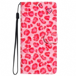 Flip Cover iPhone 16 Pink Leopard Print Med Rem