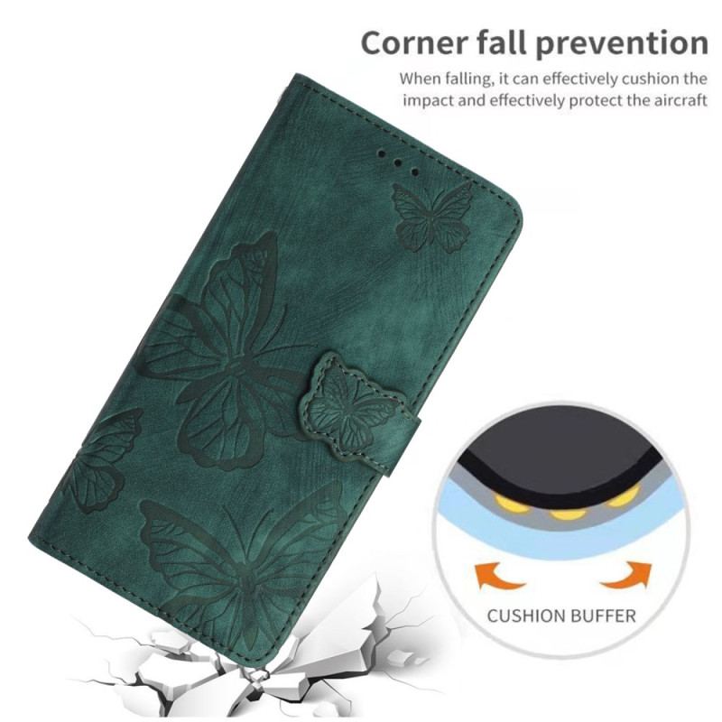 Flip Cover iPhone 16 Pung Med Sommerfuglemønster