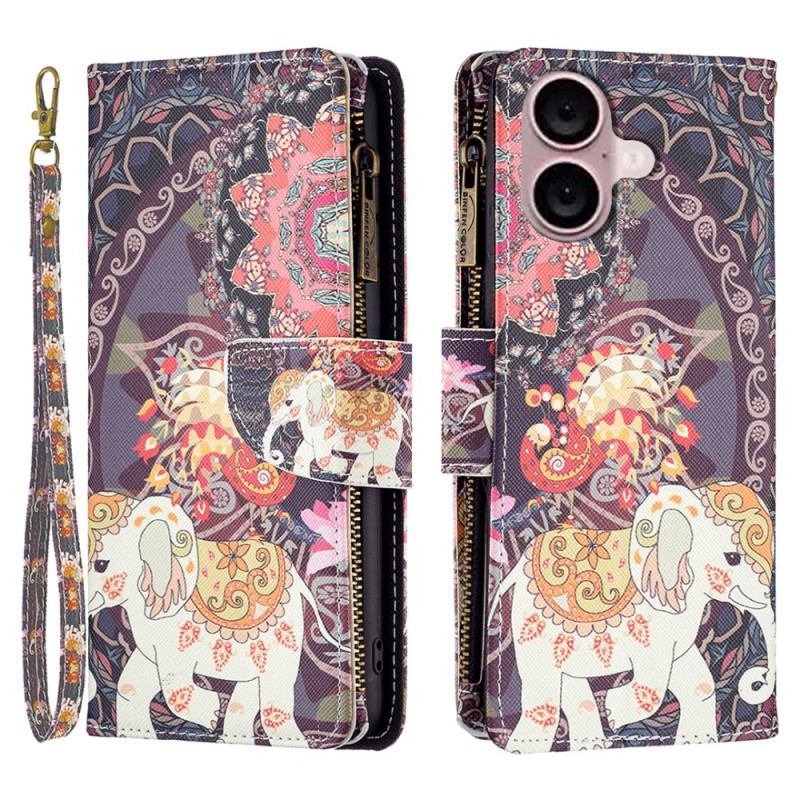 Flip Cover iPhone 16 Tribal Elephant Wallet