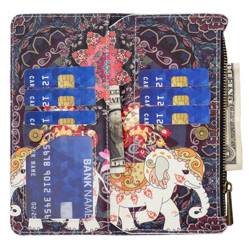 Flip Cover iPhone 16 Tribal Elephant Wallet