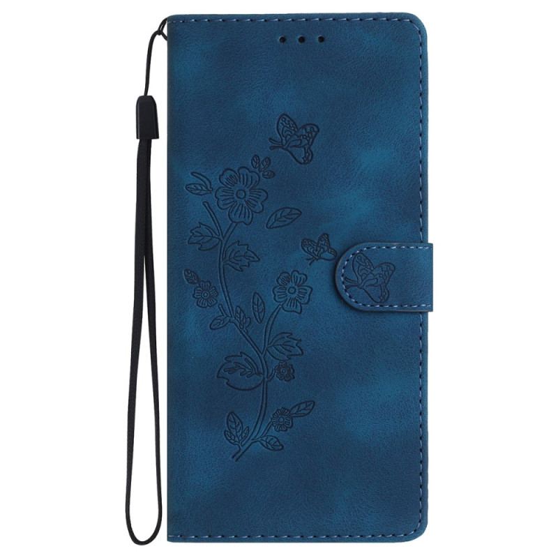 Flip Cover iPhone 16 Trykte Blomster Med Rem