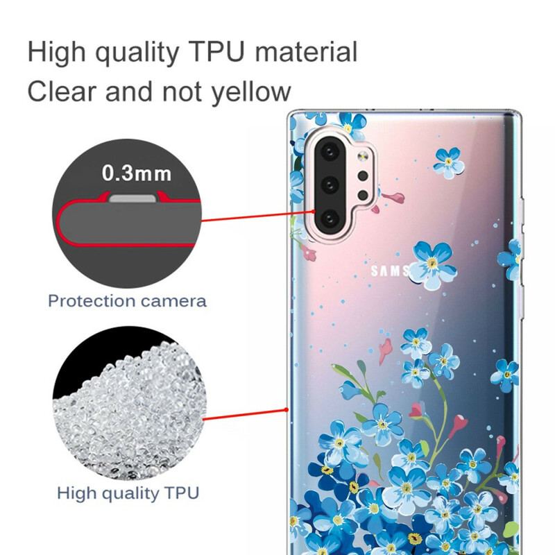 Cover Samsung Galaxy Note 10 Plus Blå Blomster