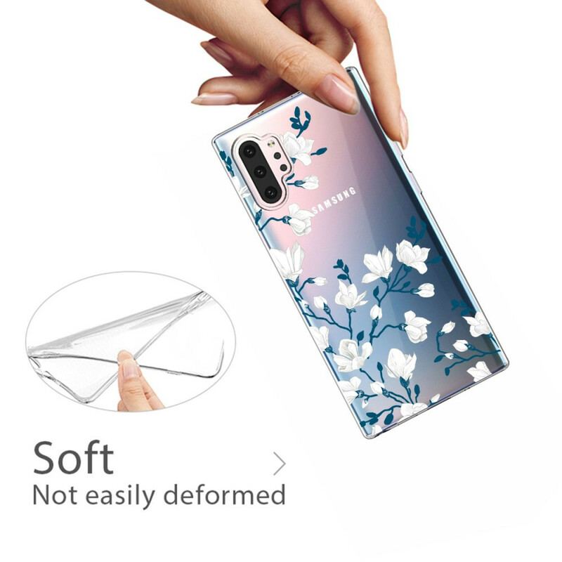 Cover Samsung Galaxy Note 10 Plus Hvide Blomster