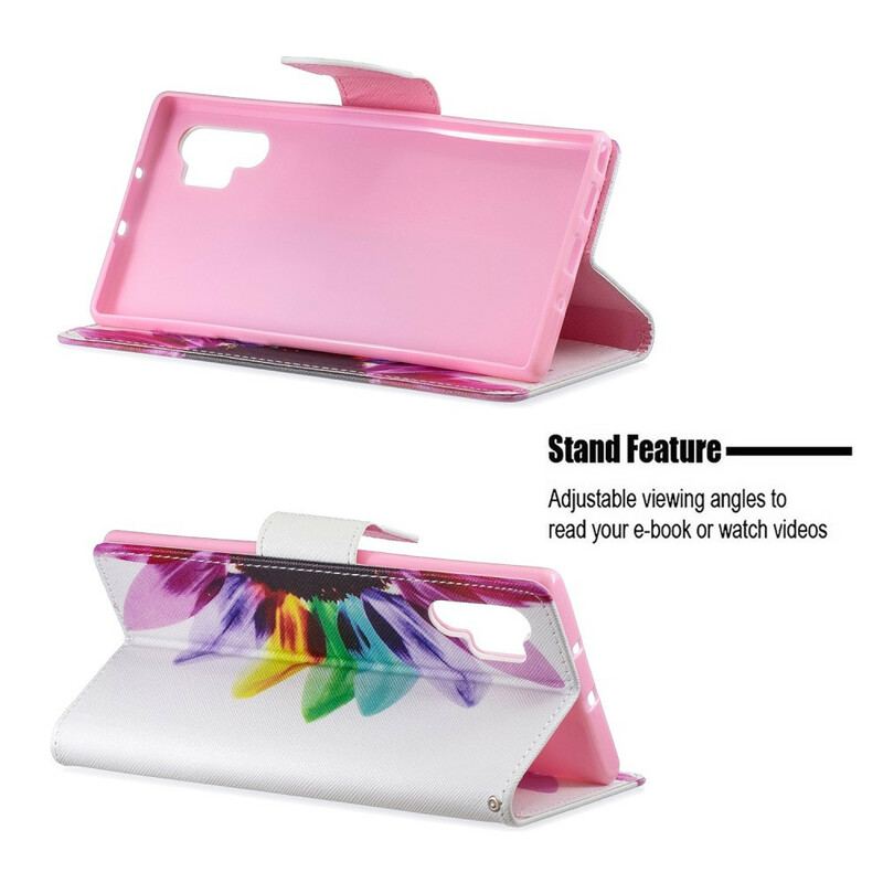 Flip Cover Samsung Galaxy Note 10 Plus Akvarel Blomst