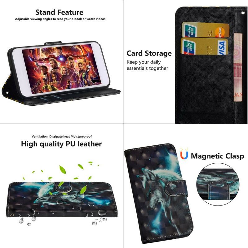 Flip Cover Samsung Galaxy Note 10 Plus Majestætisk Ulv