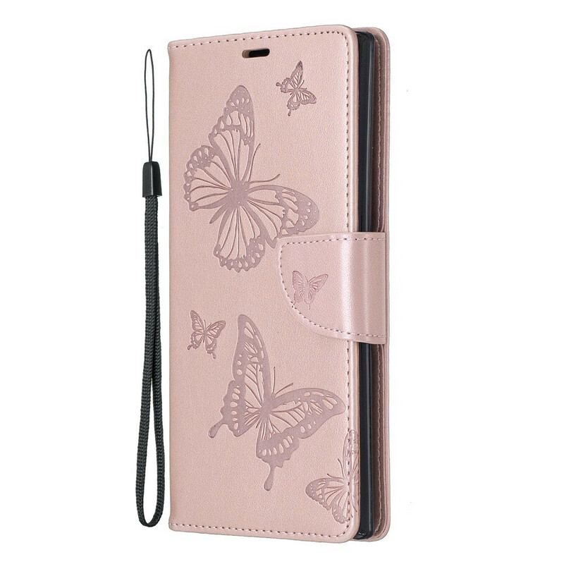 Flip Cover Samsung Galaxy Note 10 Plus Med Snor Storslåede Thong Sommerfugle