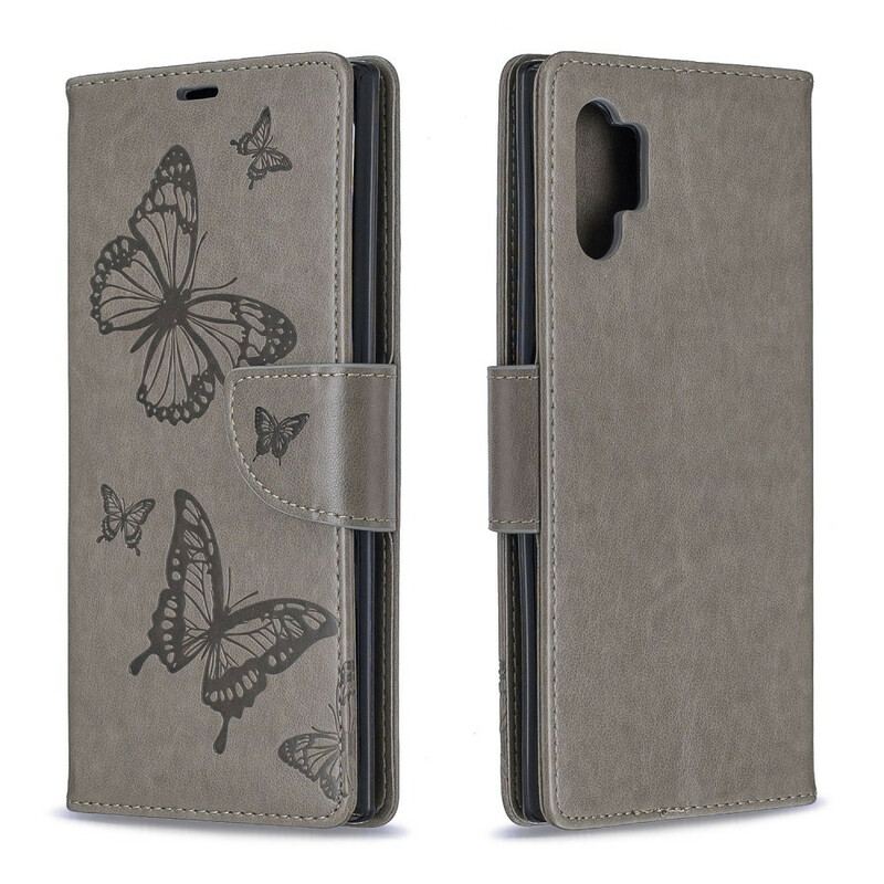 Flip Cover Samsung Galaxy Note 10 Plus Med Snor Storslåede Thong Sommerfugle