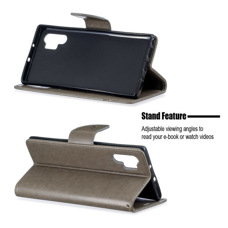 Flip Cover Samsung Galaxy Note 10 Plus Med Snor Storslåede Thong Sommerfugle