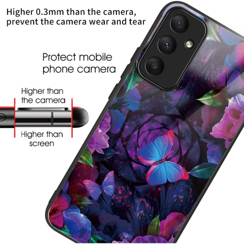 Cover Samsung Galaxy A55 5g Farverige Sommerfugle I Hærdet Glas