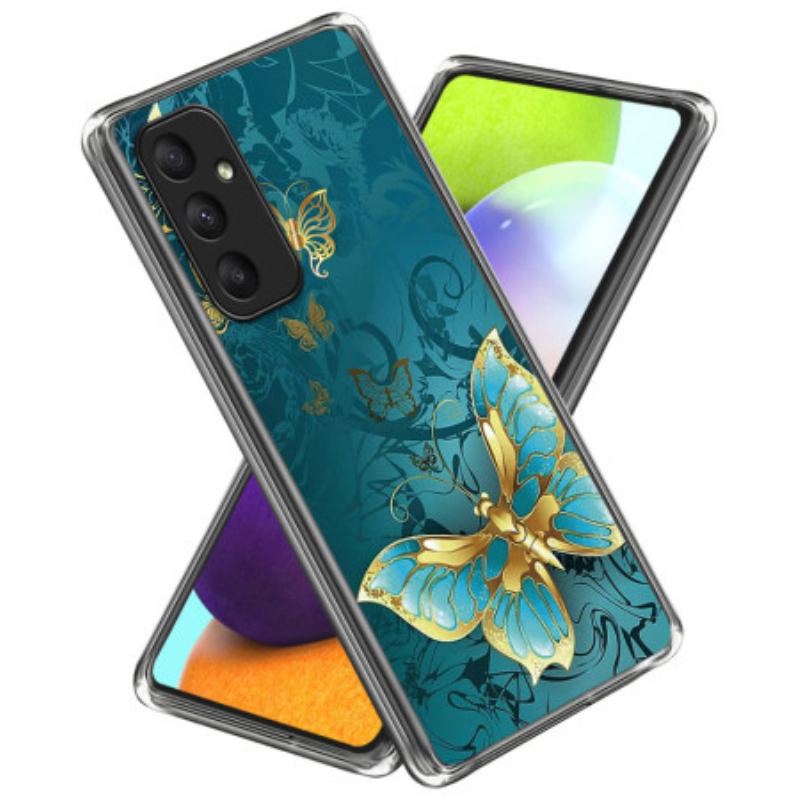 Cover Samsung Galaxy A55 5g Gyldent Sommerfuglemønster