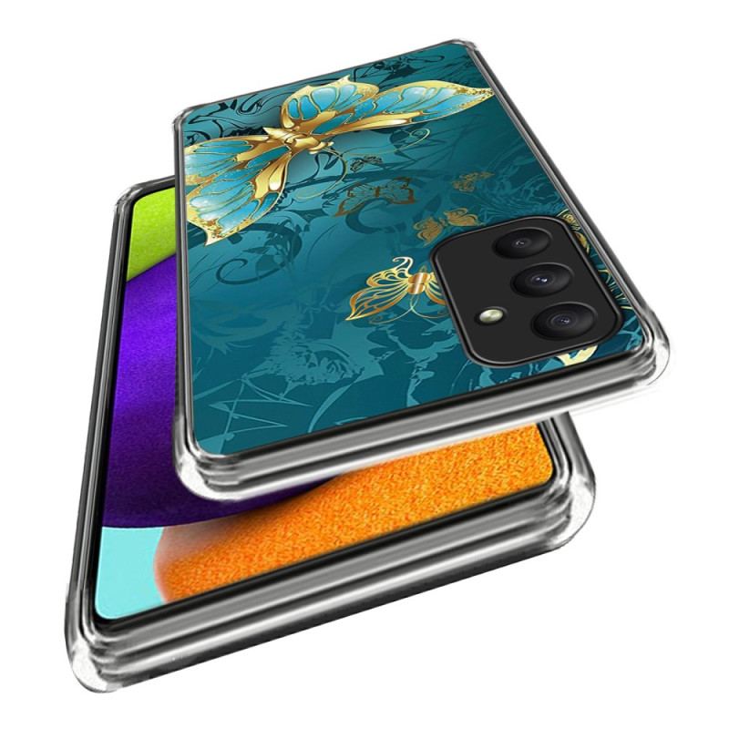 Cover Samsung Galaxy A55 5g Gyldent Sommerfuglemønster