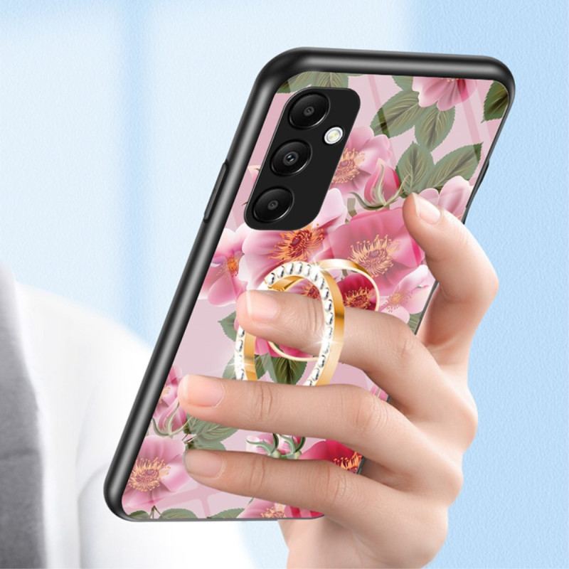 Cover Samsung Galaxy A55 5g Hærdet Glas Med Blomstermønsterholder