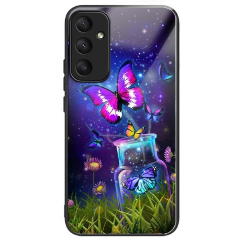 Cover Samsung Galaxy A55 5g Hærdet Glasflaske Og Sommerfugl