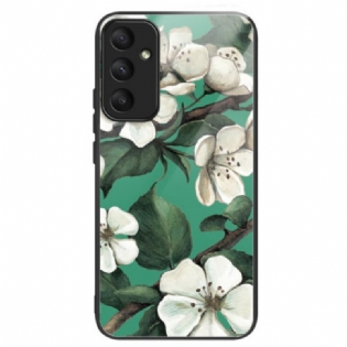 Cover Samsung Galaxy A55 5g Hvide Blomster Af Hærdet Glas