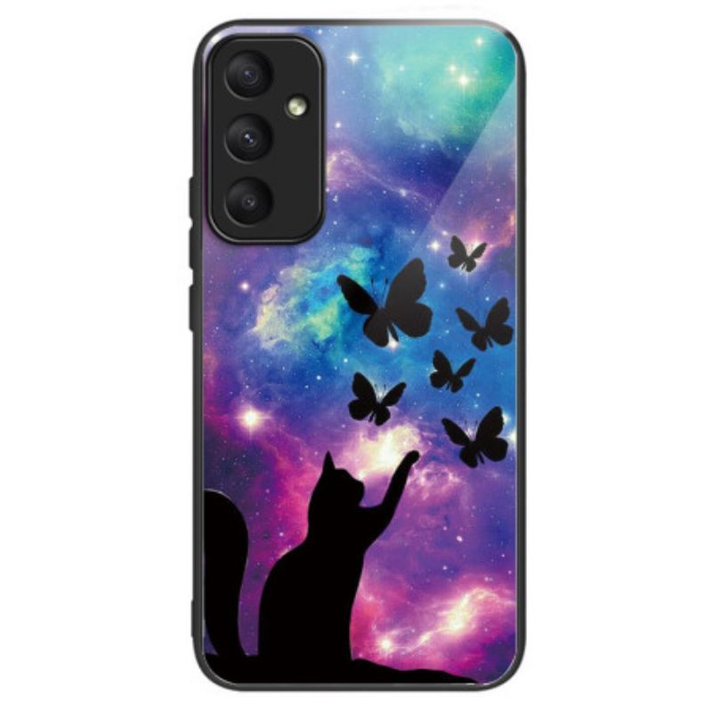 Cover Samsung Galaxy A55 5g Kat Og Sommerfugle Af Hærdet Glas