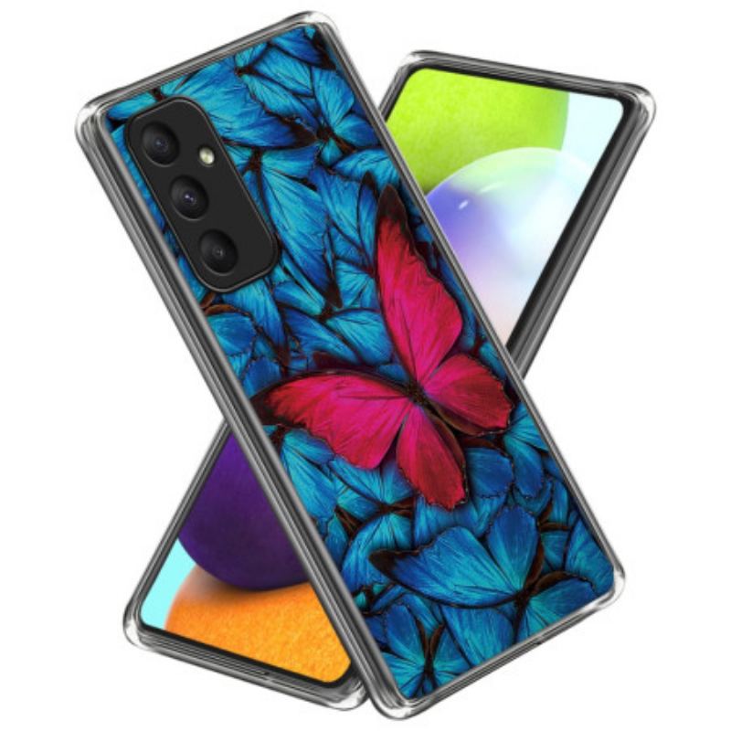 Cover Samsung Galaxy A55 5g Rød Sommerfugl