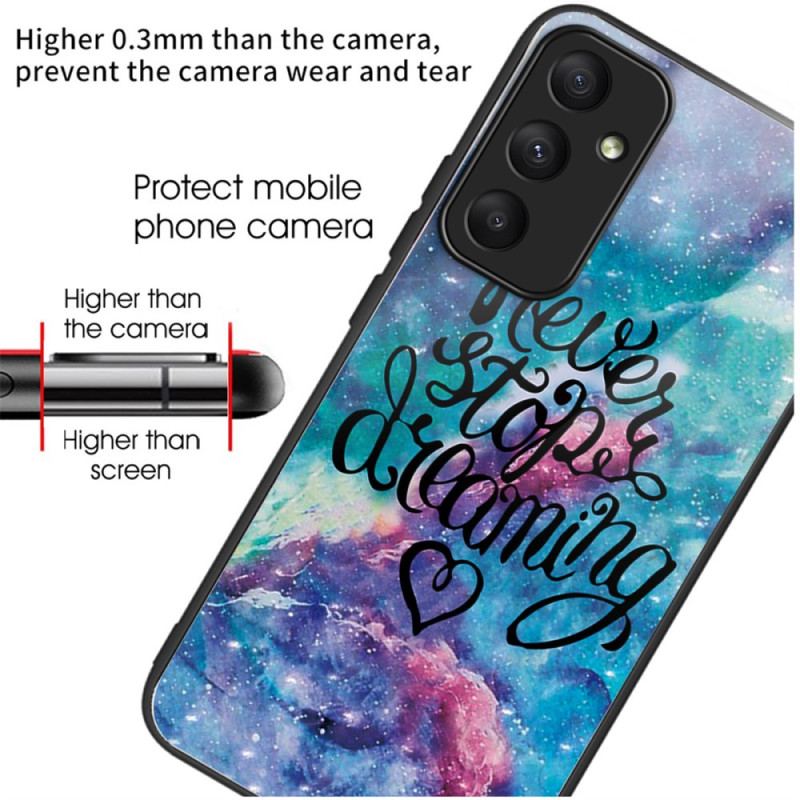 Cover Samsung Galaxy A55 5g Telefon Etui Stop Aldrig Med At Drømme Hærdet Glas