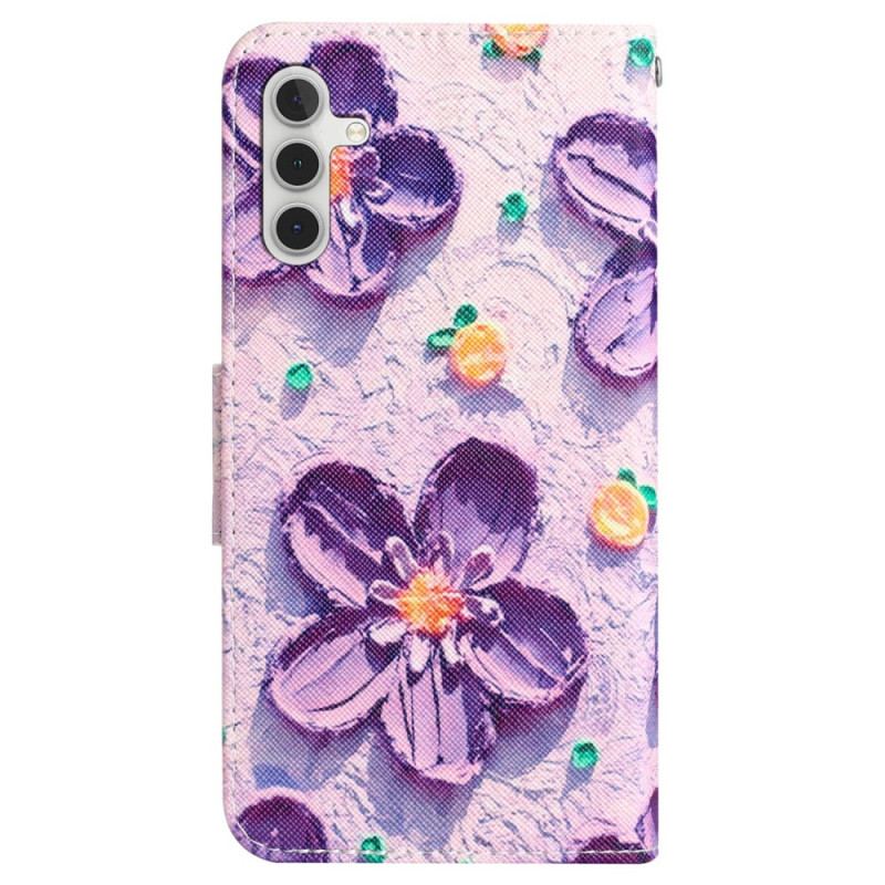 Flip Cover Samsung Galaxy A55 5g Lilla Blomster Med Rem