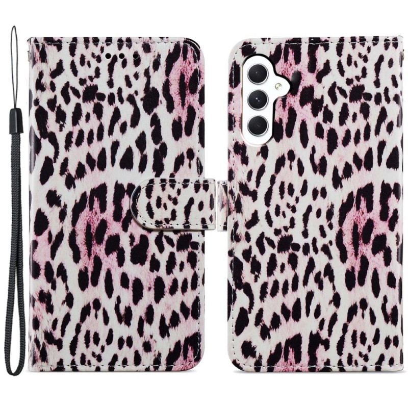 Flip Cover Samsung Galaxy A55 5g Strappy Med Leopardtryk