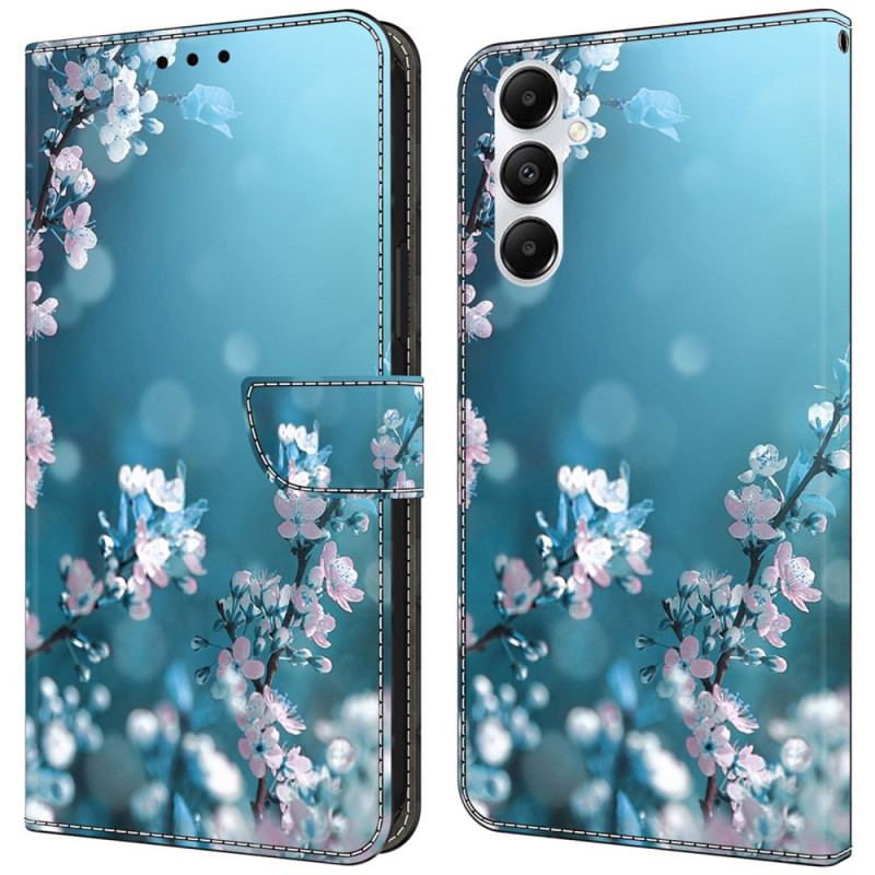 Læder Cover Samsung Galaxy A55 5g Telefon Etui Blommeblomster