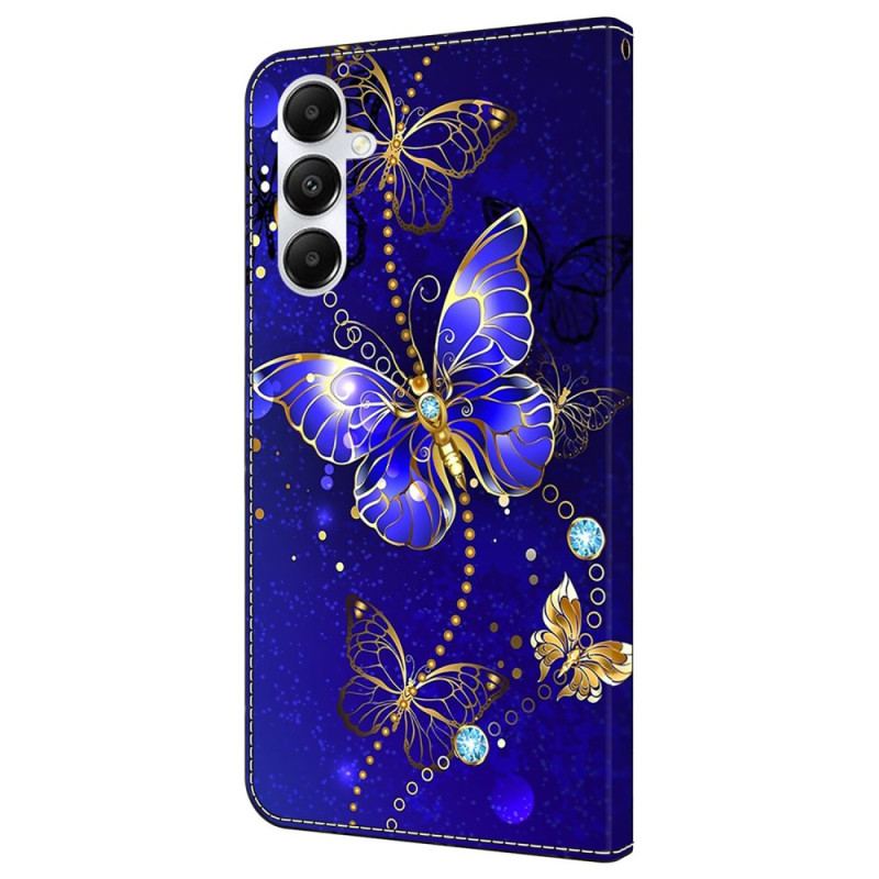 Læder Cover Samsung Galaxy A55 5g Telefon Etui Diamantsommerfugle