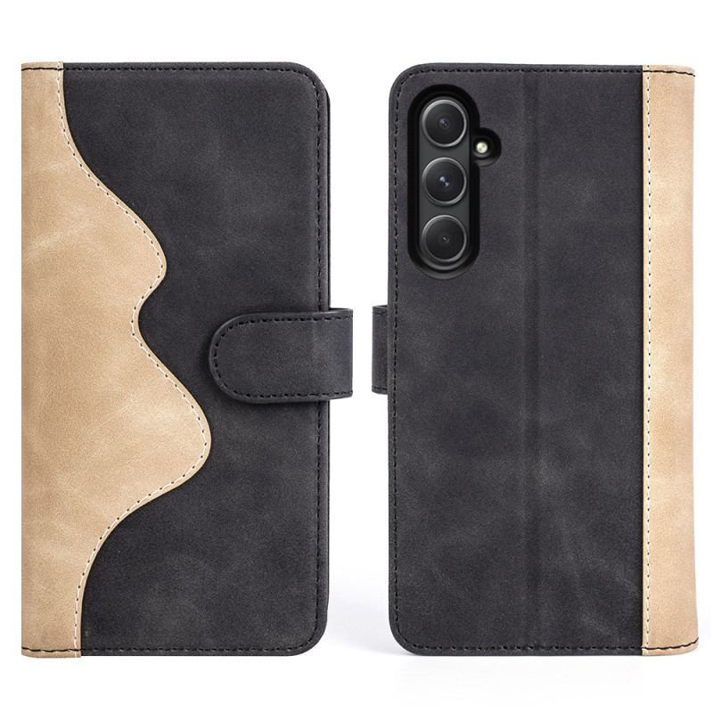 Læder Cover Samsung Galaxy A55 5g Telefon Etui Tofarvet Design