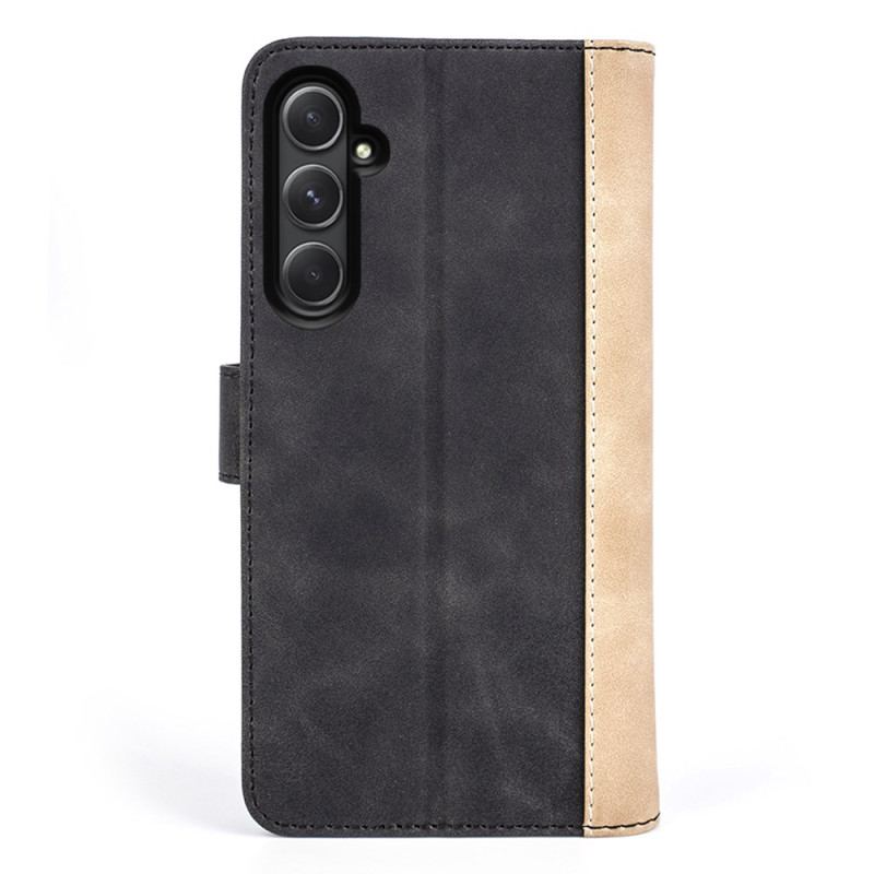 Læder Cover Samsung Galaxy A55 5g Telefon Etui Tofarvet Design