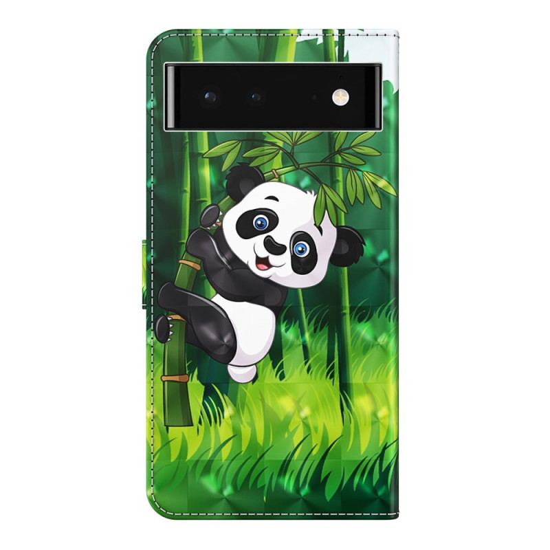 Flip Cover Google Pixel 7 Med Snor Panda Og Bambus Med Snor