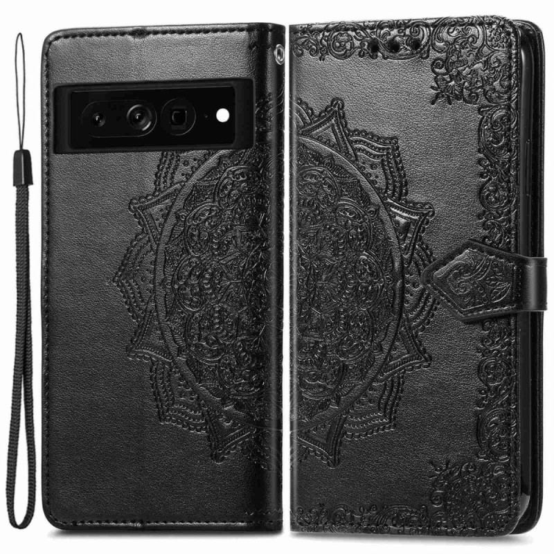 Flip Cover Google Pixel 7 Med Snor Strappy Retro Mandala