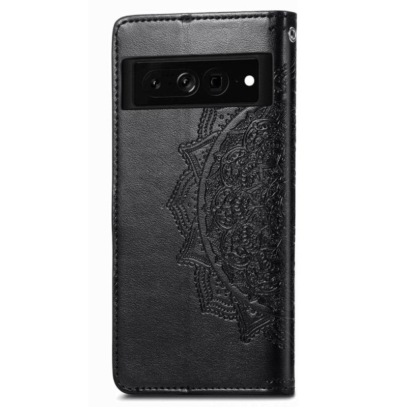 Flip Cover Google Pixel 7 Med Snor Strappy Retro Mandala