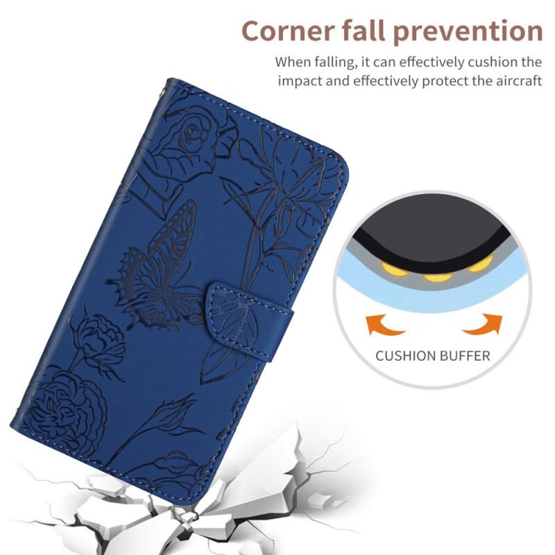 Flip Cover Honor 200 Pro Sommerfugletryk Med Rem