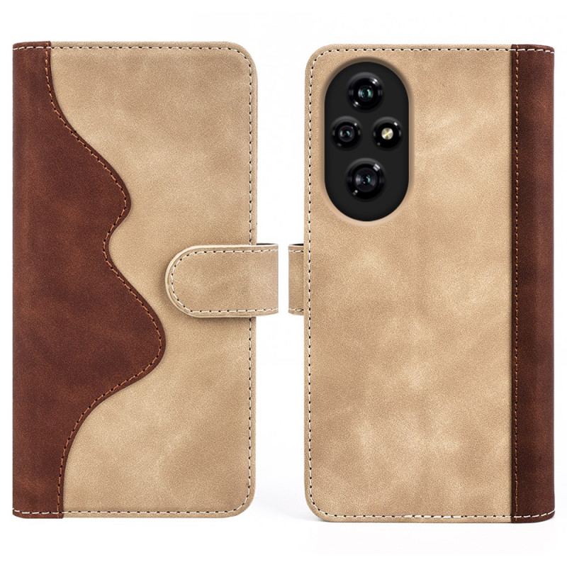 Læder Cover Honor 200 Pro Telefon Etui Tofarvet Design