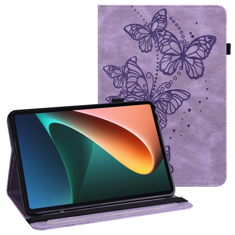 Etui Xiaomi Pad 5 Multifunktionelt Sommerfugle Mønster