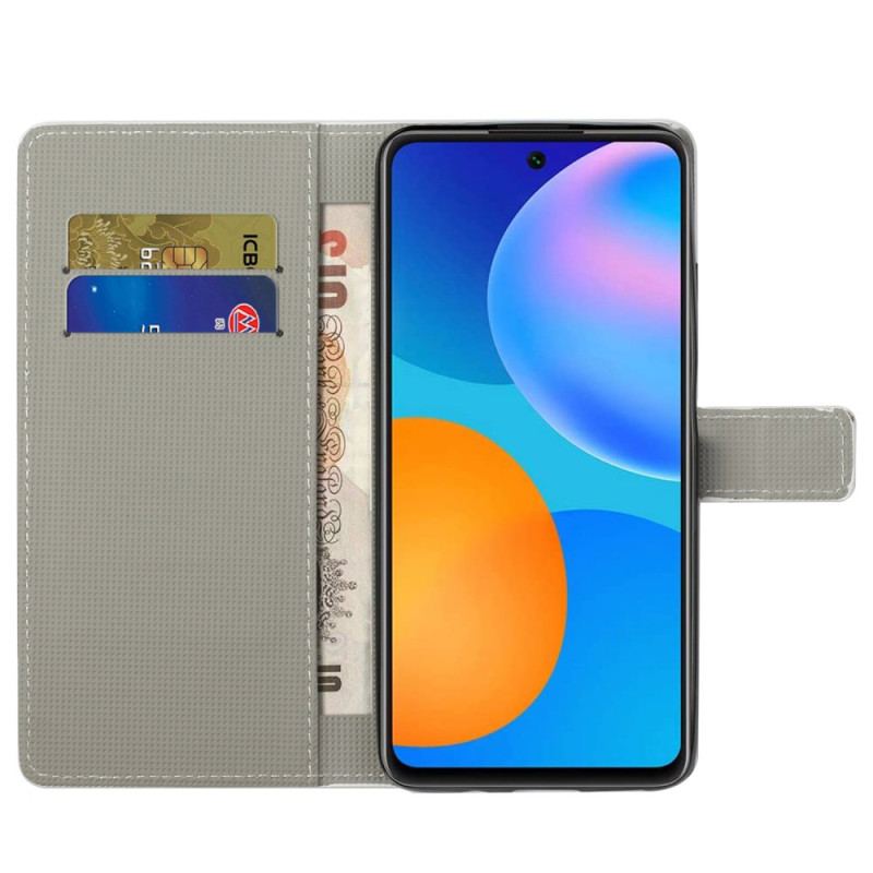 Flip Cover Til Xiaomi Redmi Note 13 5g Blå Sommerfugl