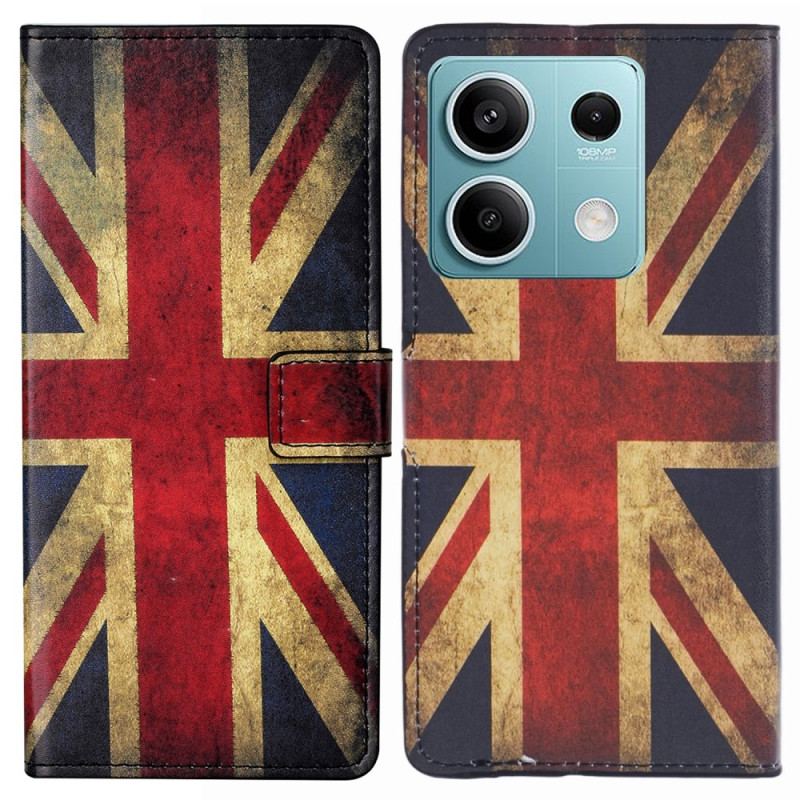 Flip Cover Til Xiaomi Redmi Note 13 5g Vintage Engelsk Flag