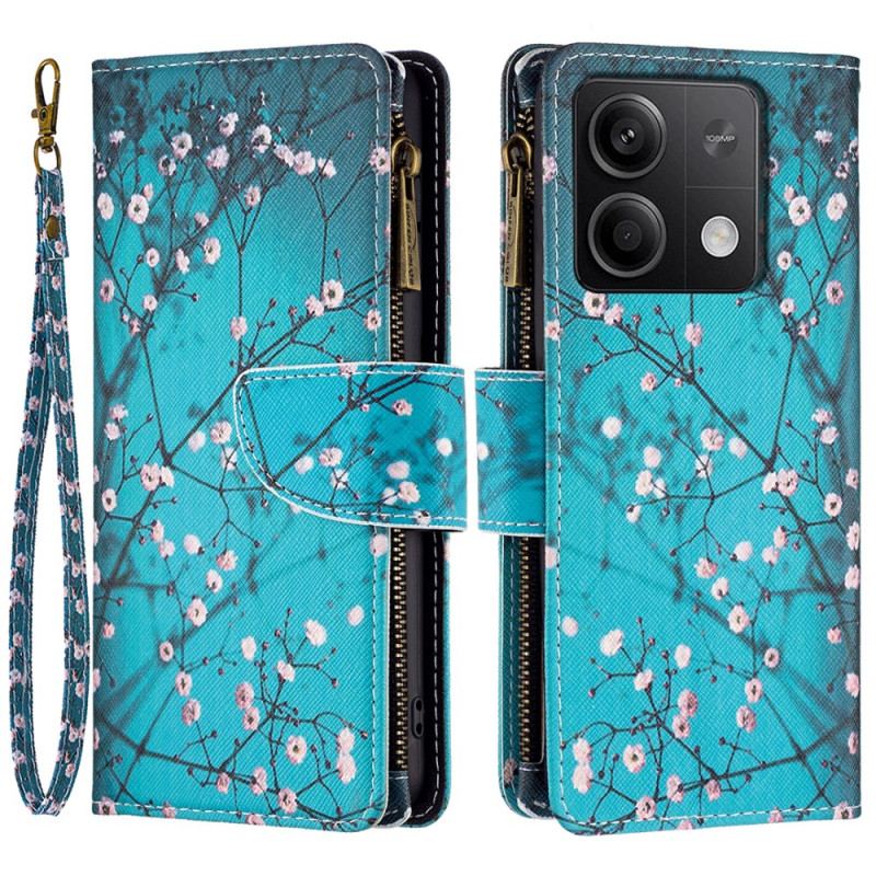 Flip Cover Xiaomi Redmi Note 13 5g Blomstergrene Pung Med Rem