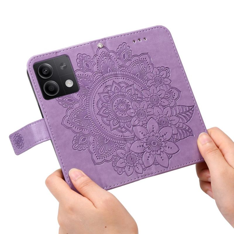 Flip Cover Xiaomi Redmi Note 13 5g Blomstertryk Med Rem