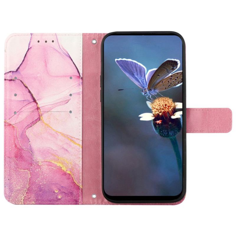 Flip Cover Xiaomi Redmi Note 13 5g Marmor Med Snor Og Skulderrem