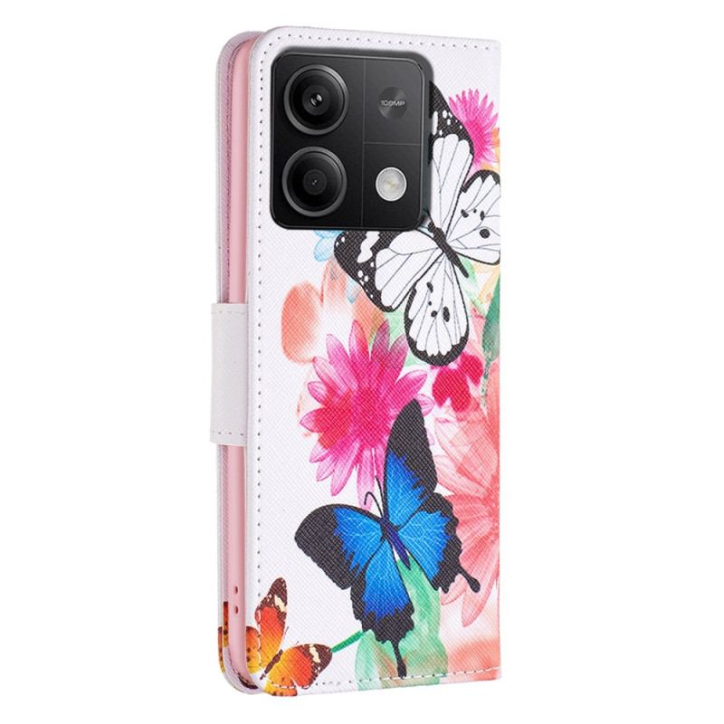 Flip Cover Xiaomi Redmi Note 13 5g To Akvarelsommerfugle