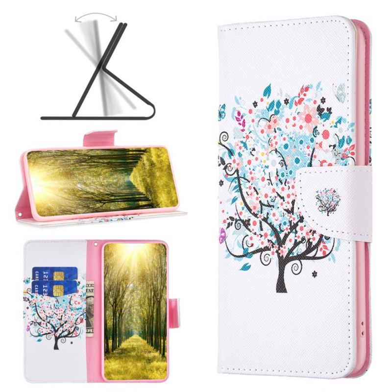 Læder Cover Xiaomi Redmi Note 13 5g Telefon Etui Blomstrende Træ