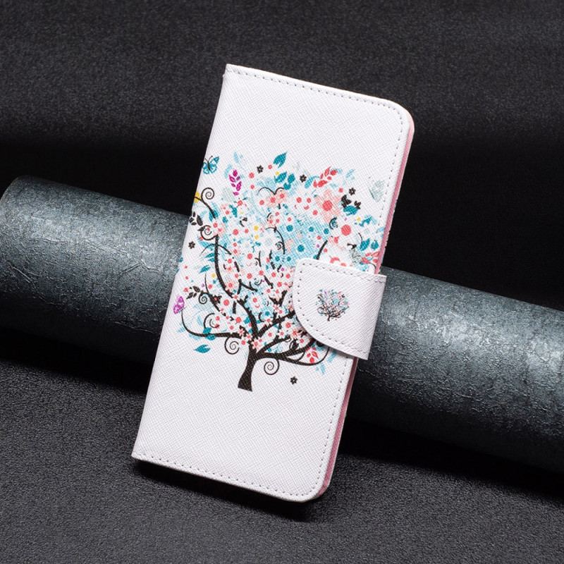 Læder Cover Xiaomi Redmi Note 13 5g Telefon Etui Blomstrende Træ