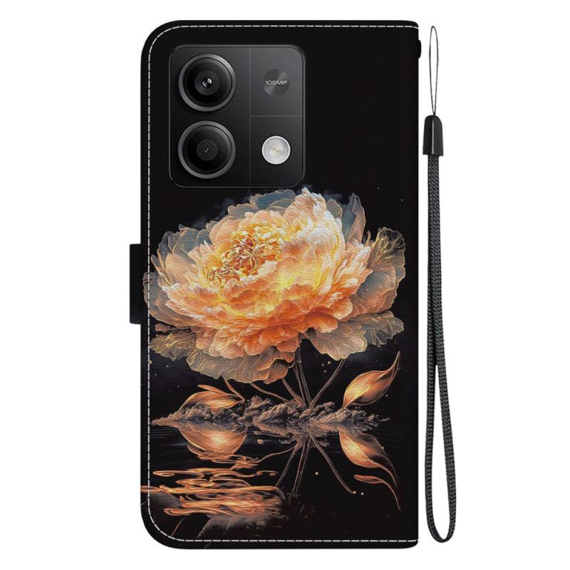 Læder Cover Xiaomi Redmi Note 13 5g Telefon Etui Gylden Pæon I Lnaière