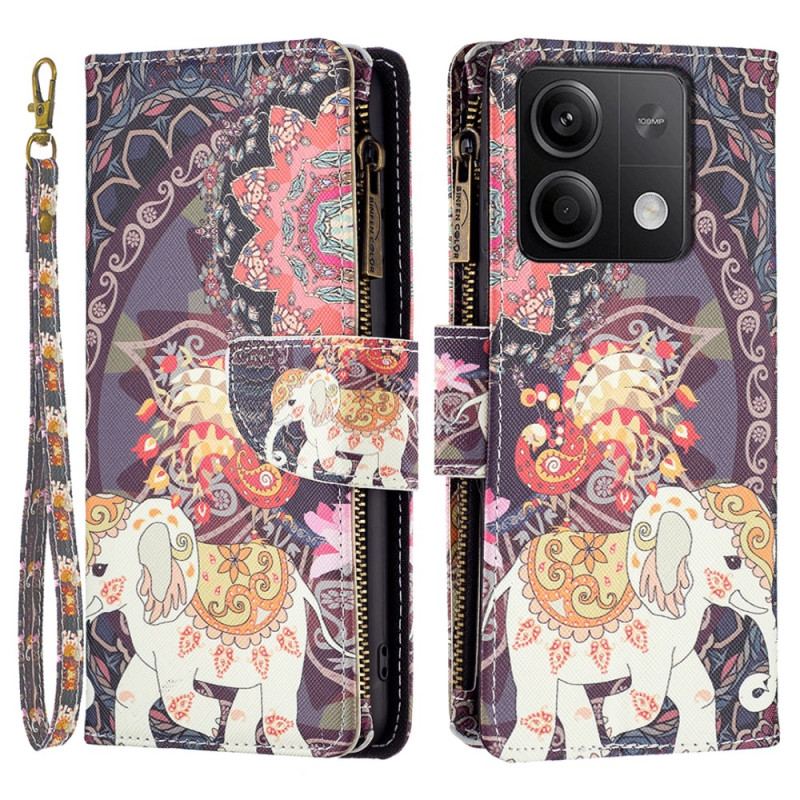 Læder Cover Xiaomi Redmi Note 13 5g Telefon Etui Indisk Elefantpung Med Rem