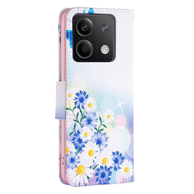 Læder Cover Xiaomi Redmi Note 13 5g Telefon Etui Sommerfugle- Og Blomstermønster