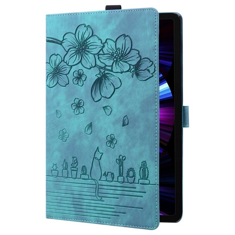 Flip Cover Samsung Galaxy Tab S9 Plus Katte Og Blomster Mønster